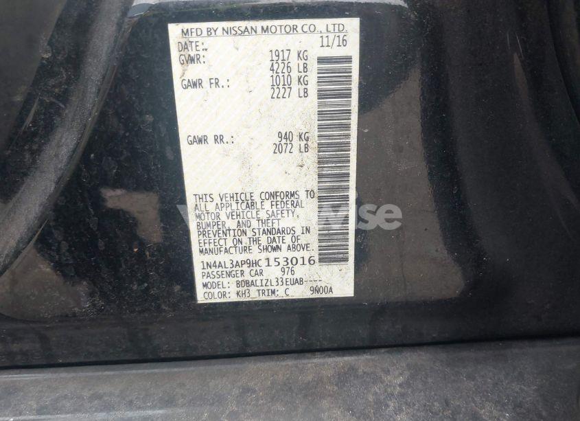 Photo 9 of 2017 Nissan Altima 2.5 SV (VIN 1N4AL3AP9HC153016)