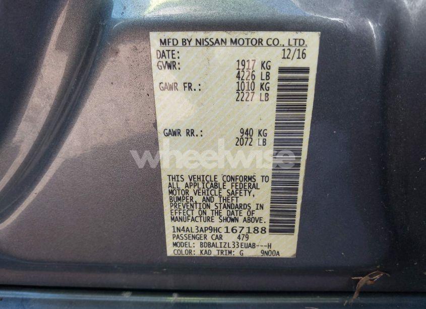 Photo 9 of 2017 Nissan Altima 2.5 SV (VIN 1N4AL3AP9HC167188)