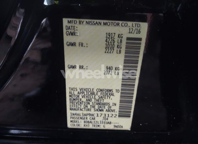 Photo 9 of 2017 Nissan Altima 2.5 SV (VIN 1N4AL3AP9HC173122)