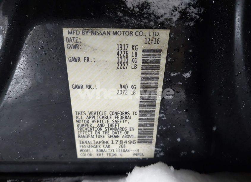 Photo 9 of 2017 Nissan Altima 2.5 SV (VIN 1N4AL3AP9HC178496)