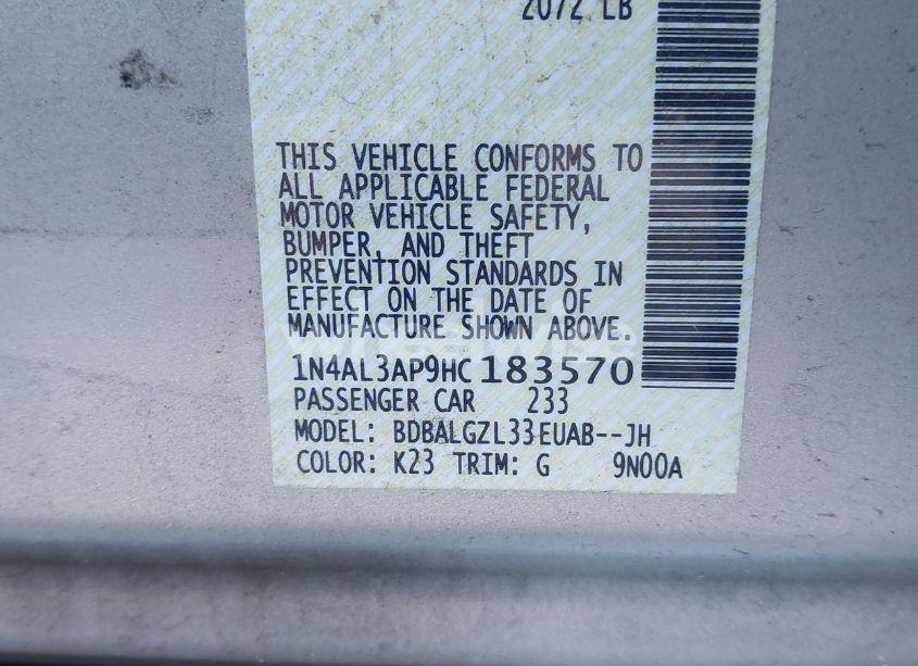 Photo 9 of 2017 Nissan Altima 2.5 S (VIN 1N4AL3AP9HC183570)