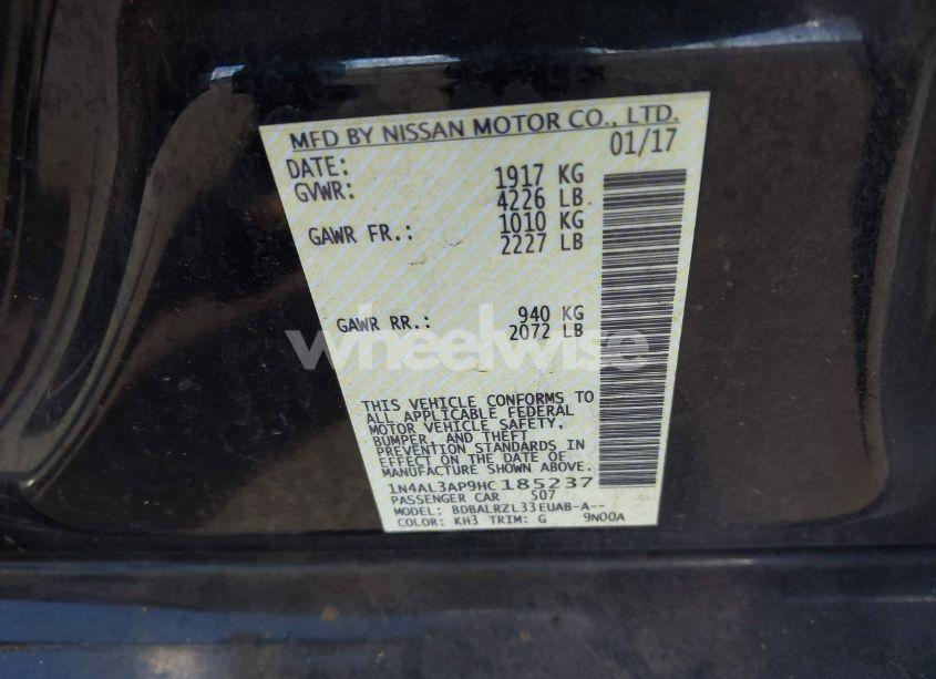 Photo 9 of 2017 Nissan Altima 2.5 SL (VIN 1N4AL3AP9HC185237)