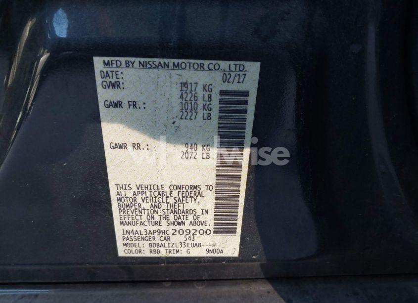 Photo 9 of 2017 Nissan Altima 2.5 SV (VIN 1N4AL3AP9HC209200)