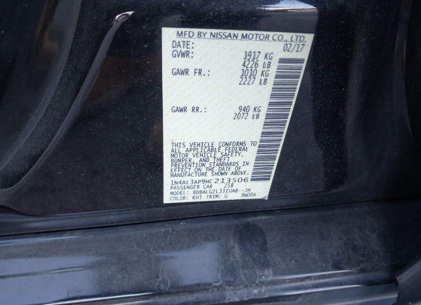 Photo 9 of 2017 Nissan Altima 2.5 S (VIN 1N4AL3AP9HC213506)