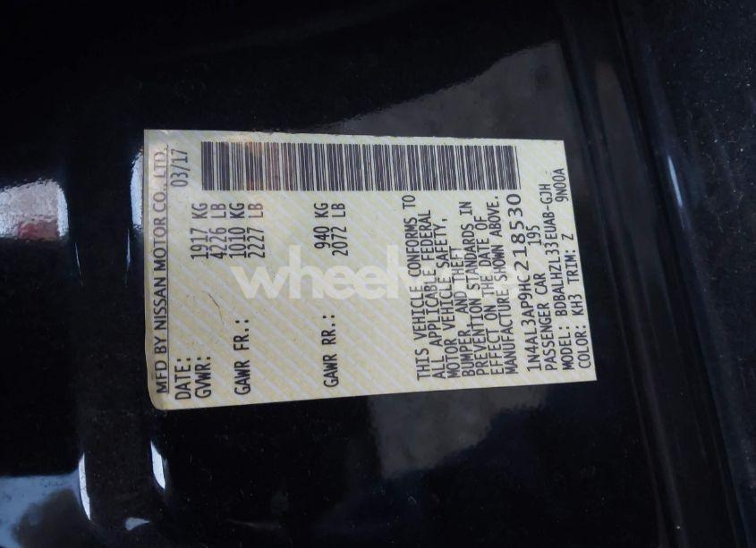 Photo 9 of 2017 Nissan Altima 2.5 SR (VIN 1N4AL3AP9HC218530)