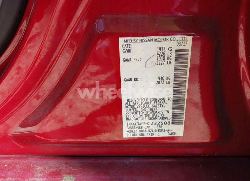 Photo 9 of 2017 Nissan Altima 2.5 SL (VIN 1N4AL3AP9HC232508)