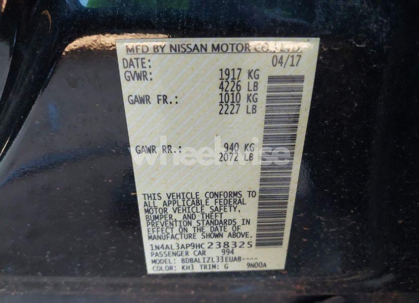 Photo 9 of 2017 Nissan Altima 2.5 SV (VIN 1N4AL3AP9HC238325)