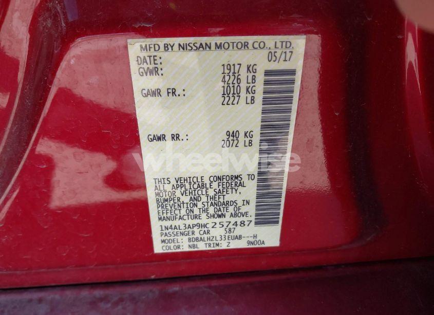 Photo 9 of 2017 Nissan Altima 2.5 SR (VIN 1N4AL3AP9HC257487)