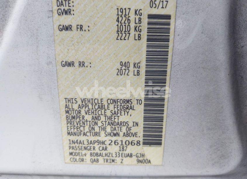 Photo 9 of 2017 Nissan Altima 2.5 SR (VIN 1N4AL3AP9HC261068)