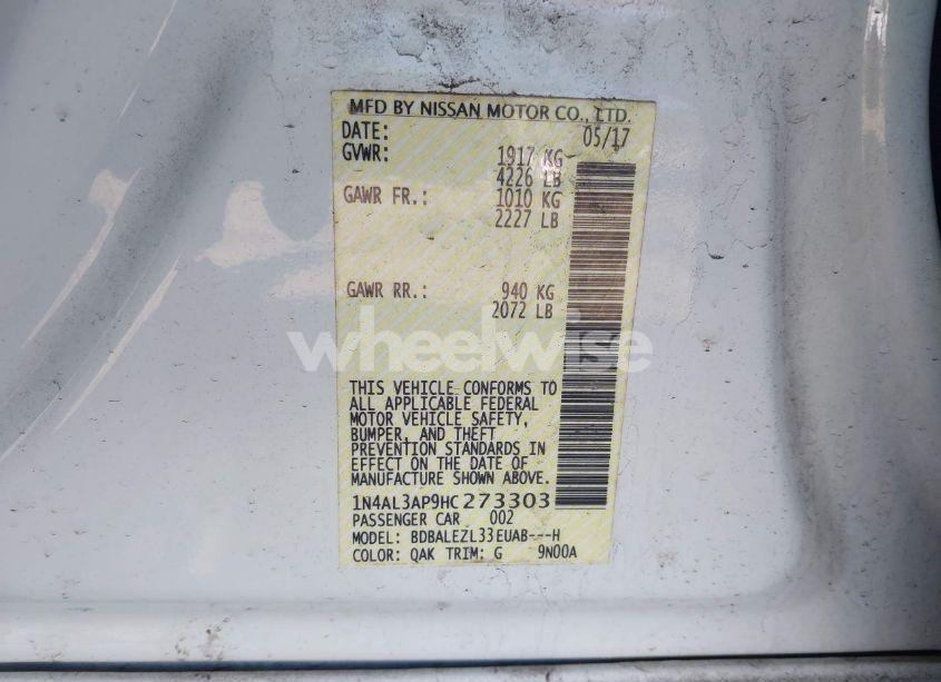 Photo 9 of 2017 Nissan Altima 2.5 S (VIN 1N4AL3AP9HC273303)