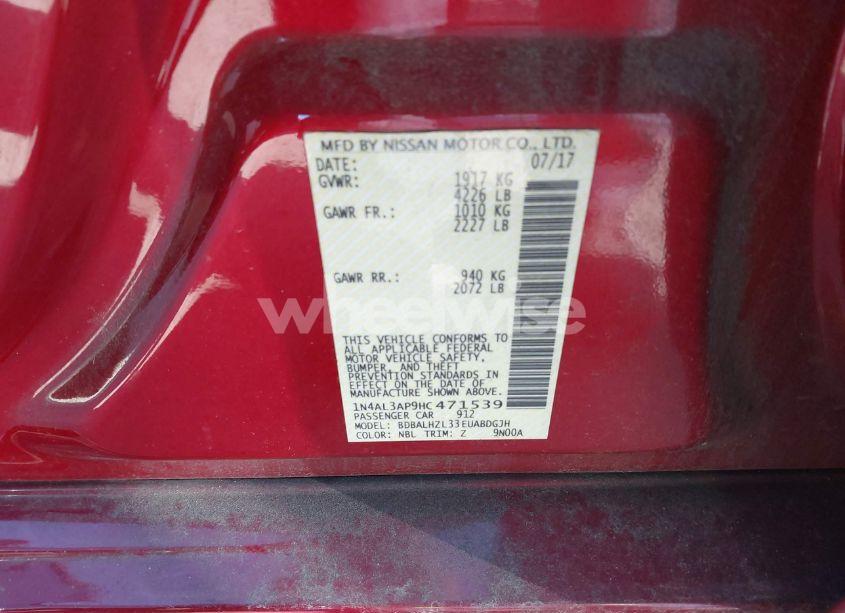 Photo 9 of 2017 Nissan Altima 2.5 SR (VIN 1N4AL3AP9HC471539)