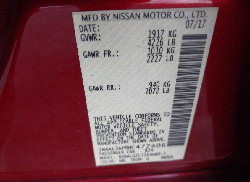 Photo 9 of 2017 Nissan Altima 2.5 S (VIN 1N4AL3AP9HC477406)