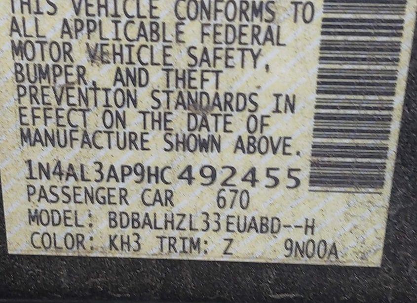 Photo 9 of 2017 Nissan Altima 2.5 SR (VIN 1N4AL3AP9HC492455)