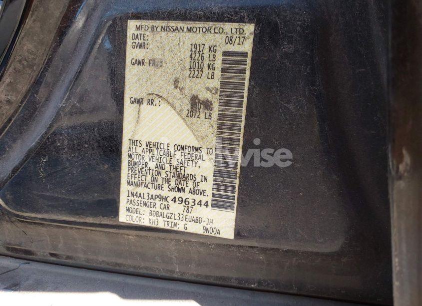 Photo 9 of 2017 Nissan Altima 2.5 S (VIN 1N4AL3AP9HC496344)