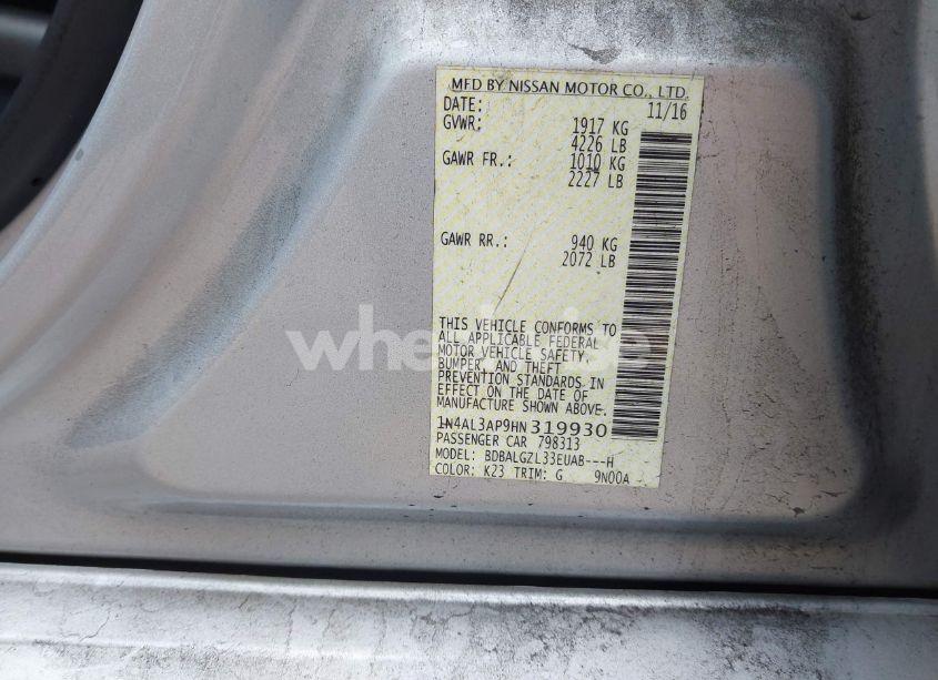 Photo 9 of 2017 Nissan Altima 2.5 S (VIN 1N4AL3AP9HN319930)