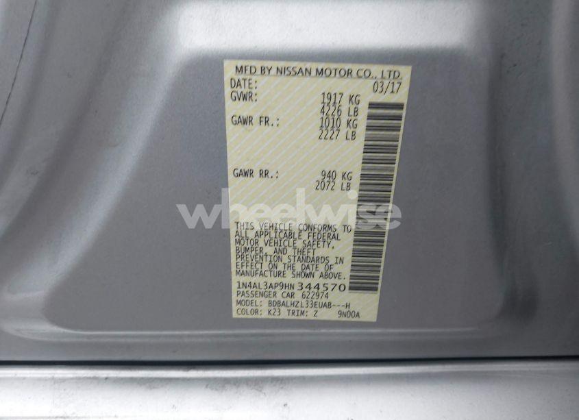 Photo 9 of 2017 Nissan Altima 2.5 SR (VIN 1N4AL3AP9HN344570)