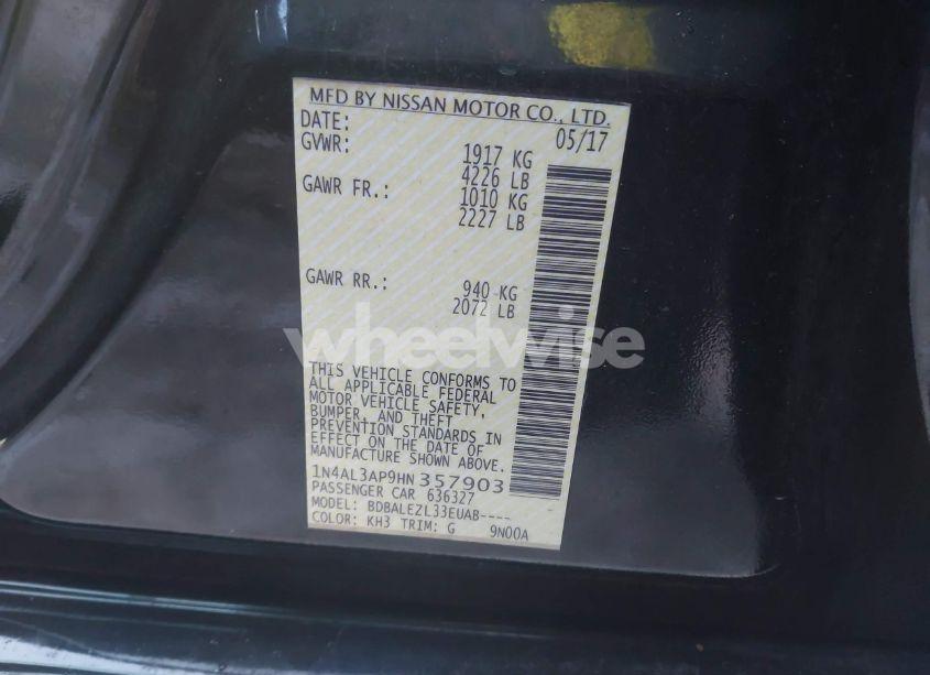 Photo 9 of 2017 Nissan Altima 2.5 S (VIN 1N4AL3AP9HN357903)