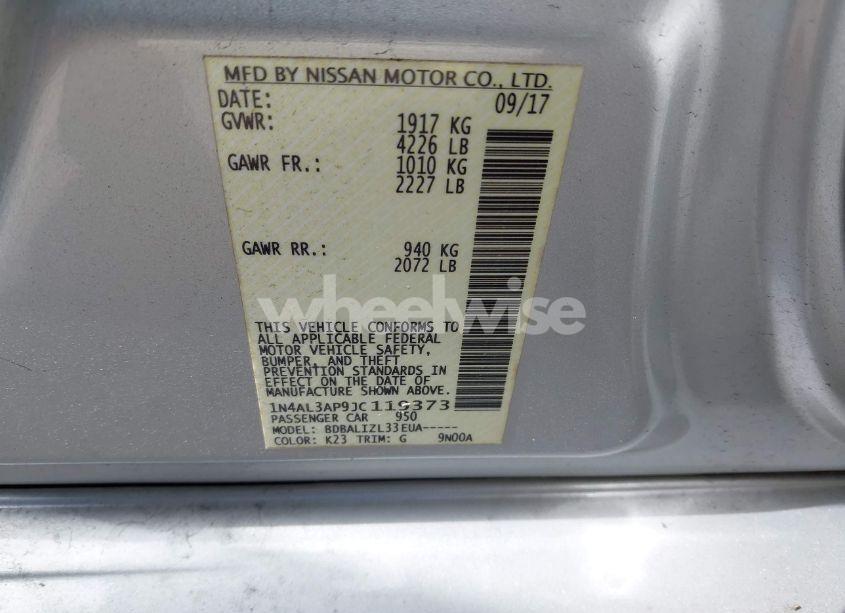 Photo 9 of 2018 Nissan Altima 2.5 SV (VIN 1N4AL3AP9JC119373)