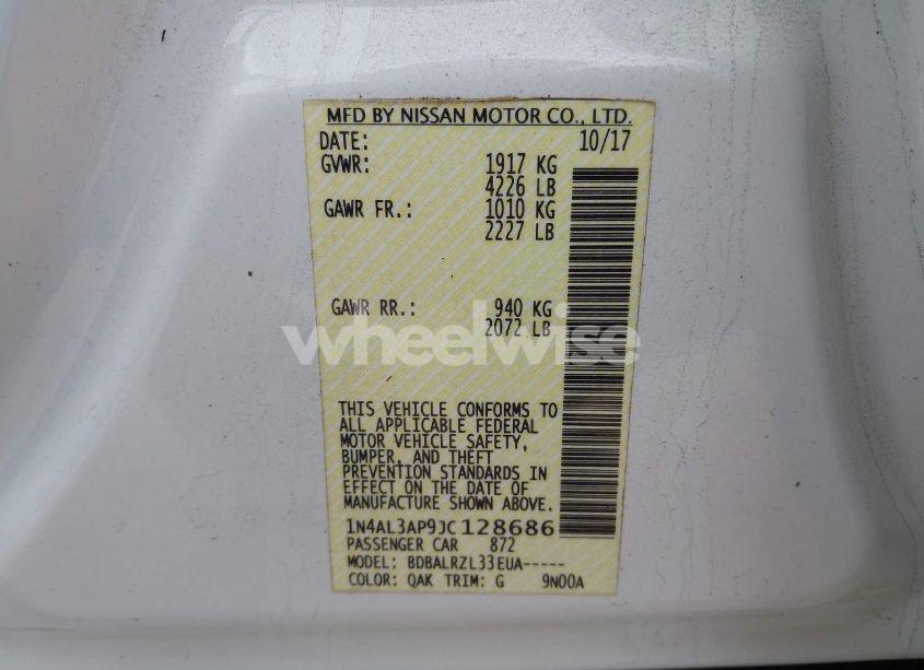 Photo 9 of 2018 Nissan Altima 2.5 SL (VIN 1N4AL3AP9JC128686)