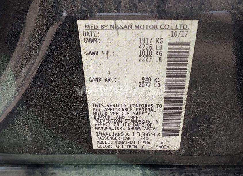 Photo 9 of 2018 Nissan Altima 2.5 S (VIN 1N4AL3AP9JC133693)