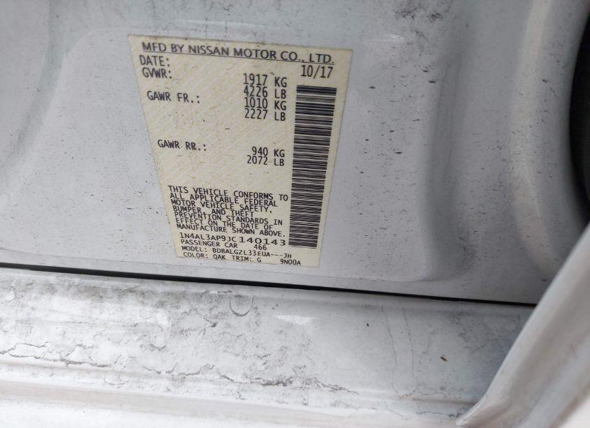 Photo 9 of 2018 Nissan Altima 2.5 S (VIN 1N4AL3AP9JC140143)