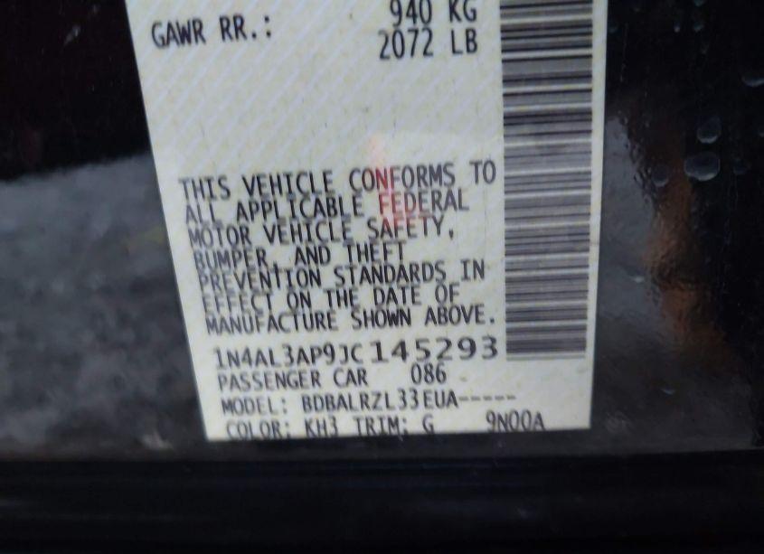 Photo 9 of 2018 Nissan Altima 2.5 SL (VIN 1N4AL3AP9JC145293)