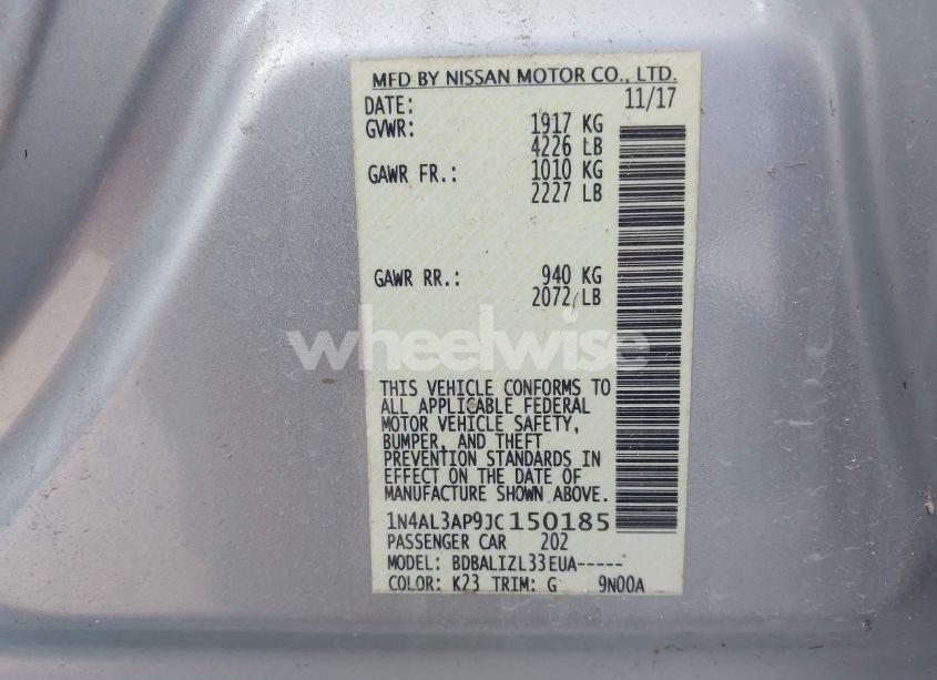 Photo 9 of 2018 Nissan Altima 2.5 SV (VIN 1N4AL3AP9JC150185)