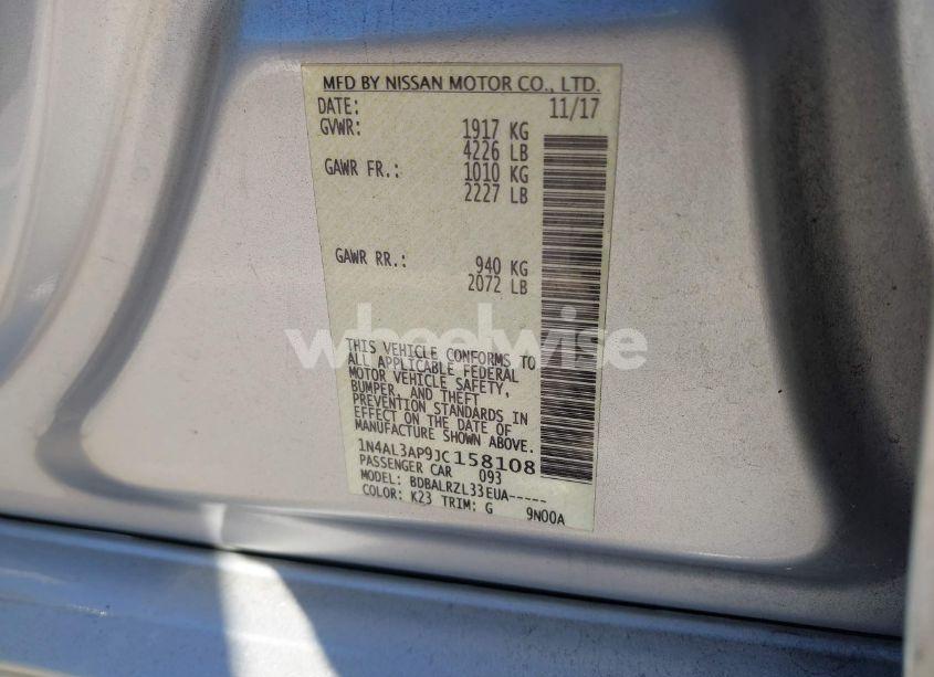 Photo 9 of 2018 Nissan Altima 2.5 SL (VIN 1N4AL3AP9JC158108)