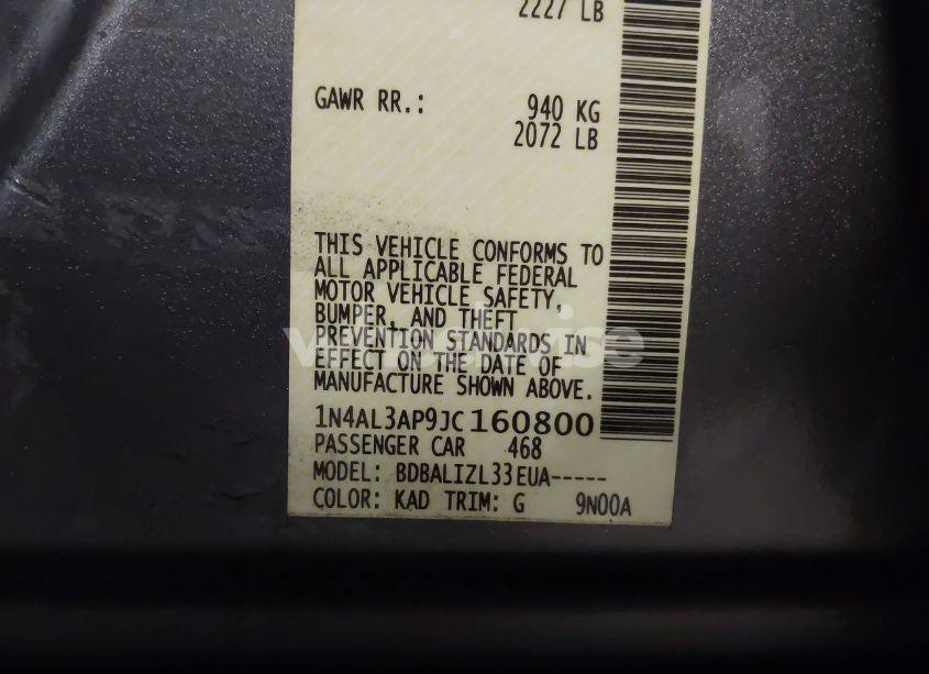 Photo 9 of 2018 Nissan Altima 2.5 SV (VIN 1N4AL3AP9JC160800)