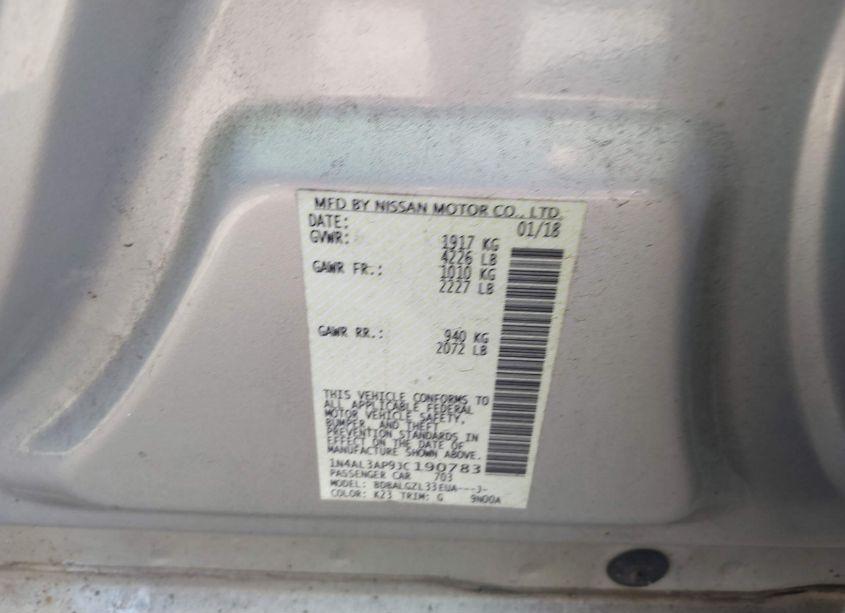 Photo 9 of 2018 Nissan Altima 2.5 S (VIN 1N4AL3AP9JC190783)