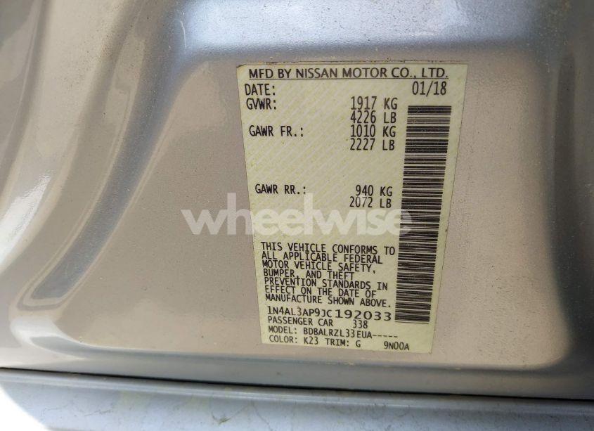 Photo 9 of 2018 Nissan Altima 2.5 SL (VIN 1N4AL3AP9JC192033)