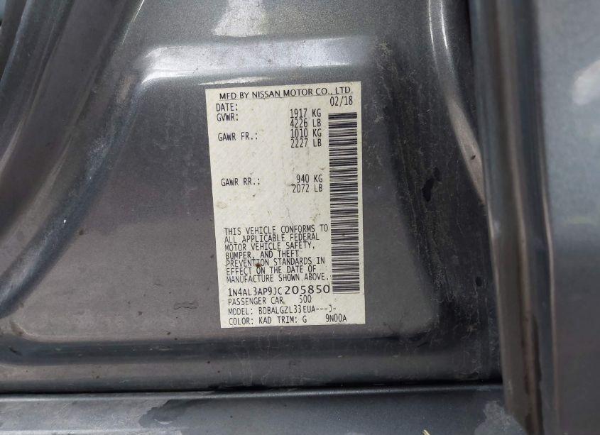 Photo 9 of 2018 Nissan Altima 2.5 S (VIN 1N4AL3AP9JC205850)