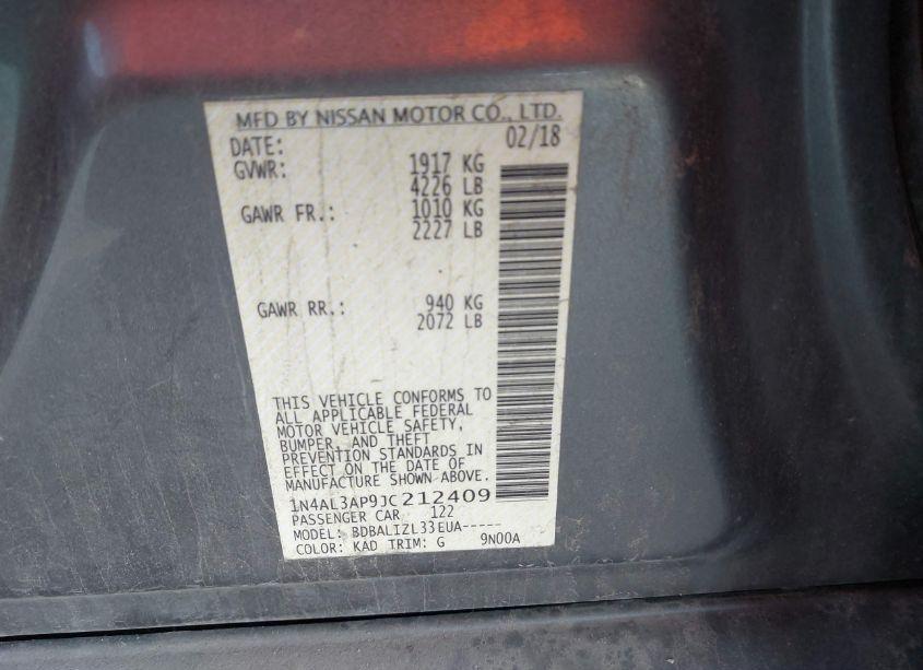 Photo 9 of 2018 Nissan Altima 2.5 SV (VIN 1N4AL3AP9JC212409)