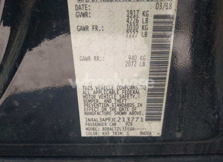 Photo 9 of 2018 Nissan Altima 2.5 SL (VIN 1N4AL3AP9JC213771)