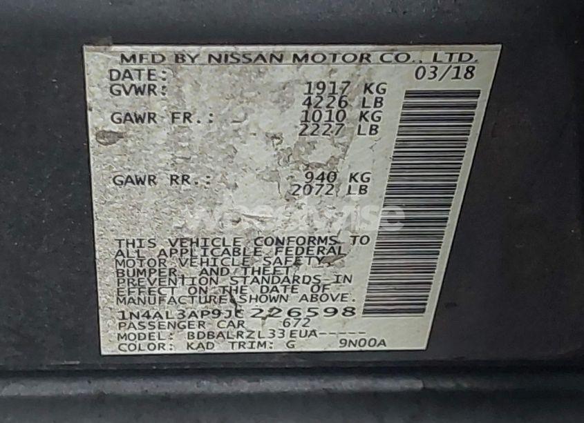 Photo 9 of 2018 Nissan Altima 2.5 SL (VIN 1N4AL3AP9JC226598)