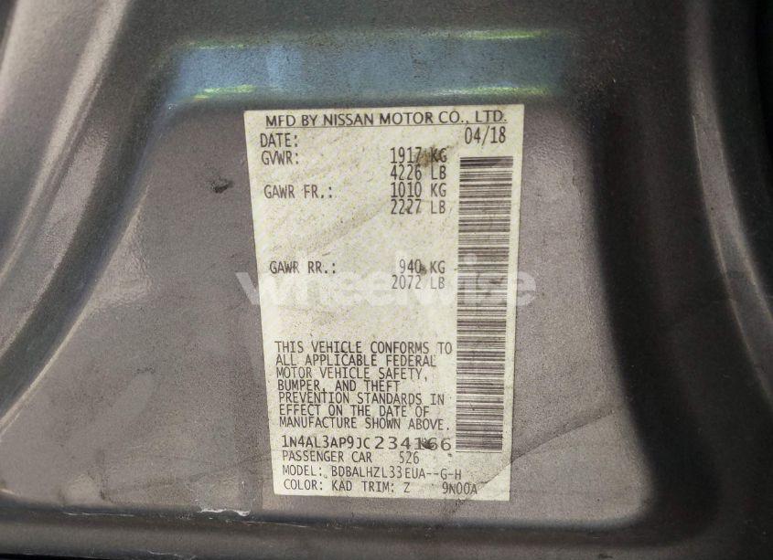 Photo 9 of 2018 Nissan Altima 2.5 SR (VIN 1N4AL3AP9JC234166)