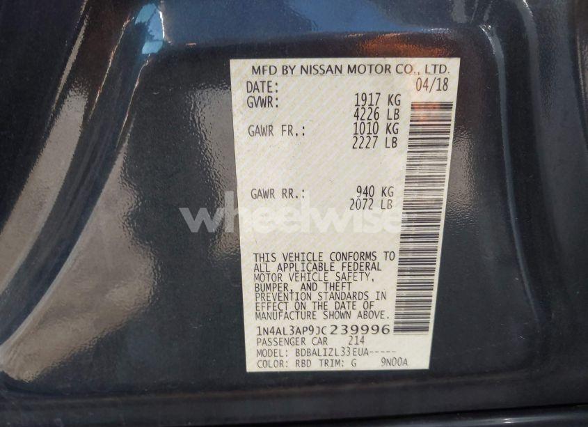 Photo 9 of 2018 Nissan Altima 2.5 SV (VIN 1N4AL3AP9JC239996)