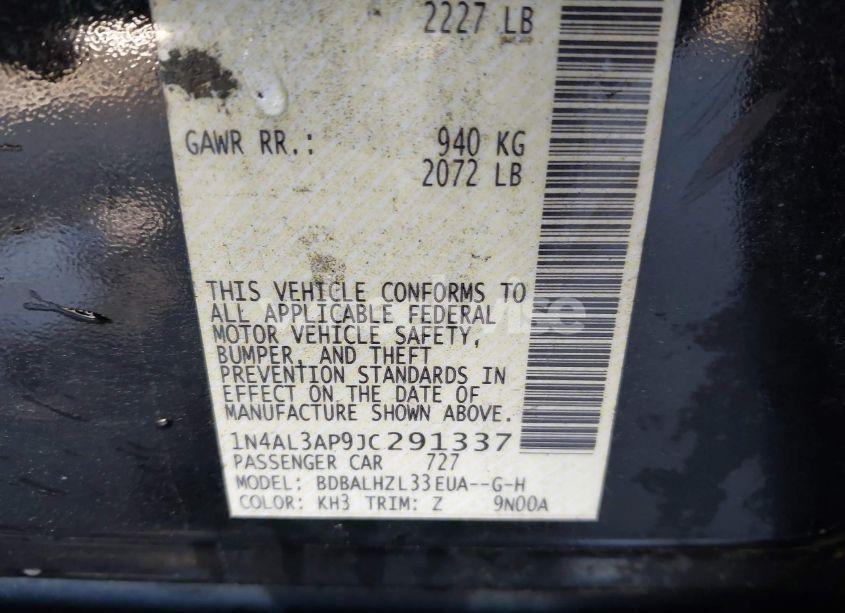 Photo 9 of 2018 Nissan Altima 2.5 SR (VIN 1N4AL3AP9JC291337)