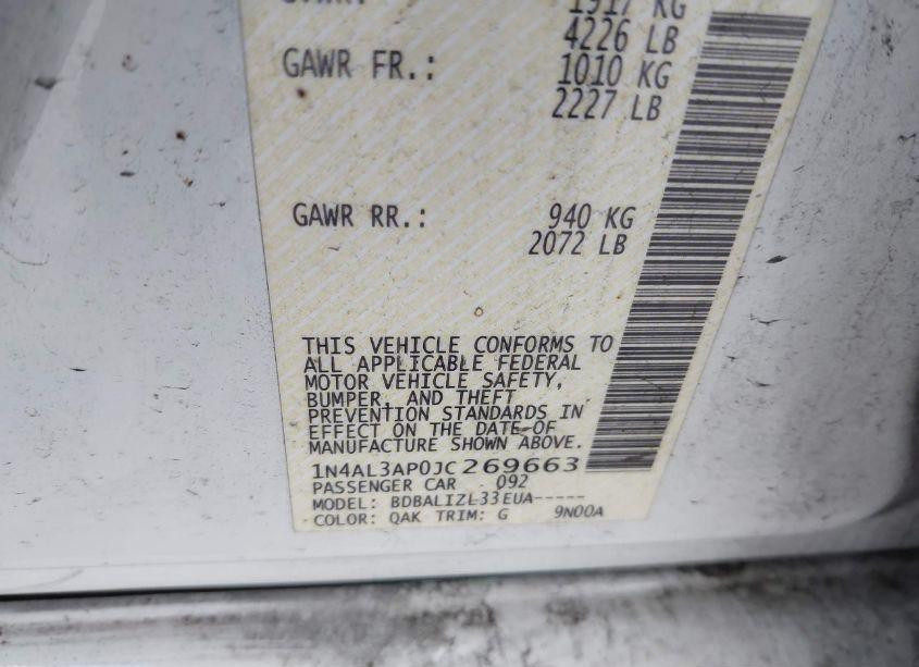 Photo 9 of 2018 Nissan Altima 2.5 SV (VIN 1N4AL3APOJC269663)