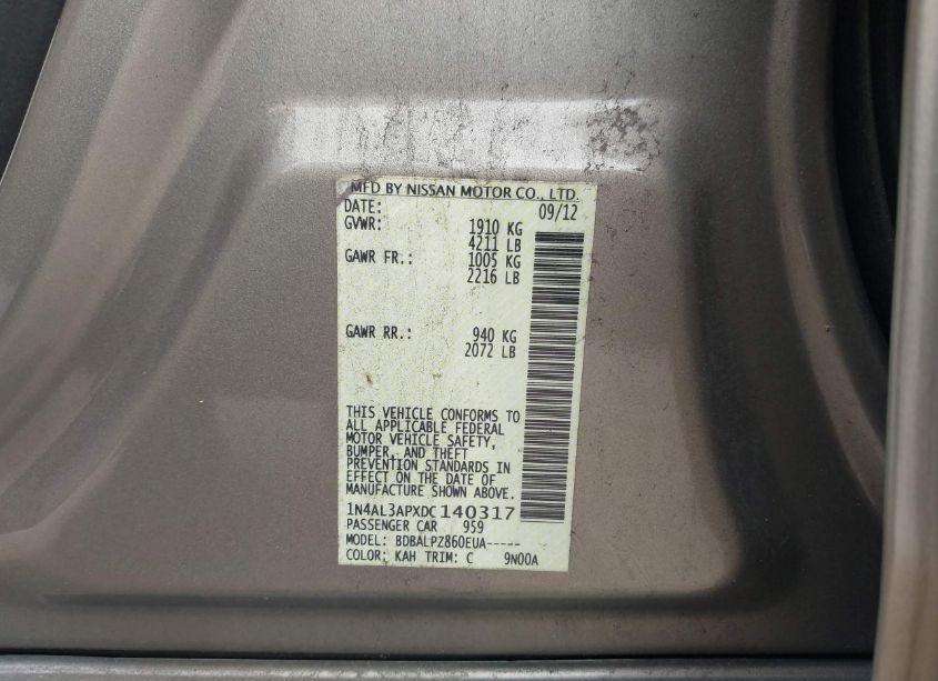 Photo 9 of 2013 Nissan Altima 2.5/S/SV/SL (VIN 1N4AL3APXDC140317)