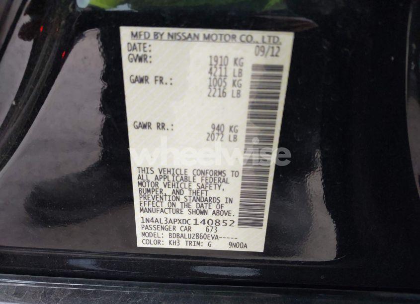 Photo 9 of 2013 Nissan Altima 2.5 SV (VIN 1N4AL3APXDC140852)