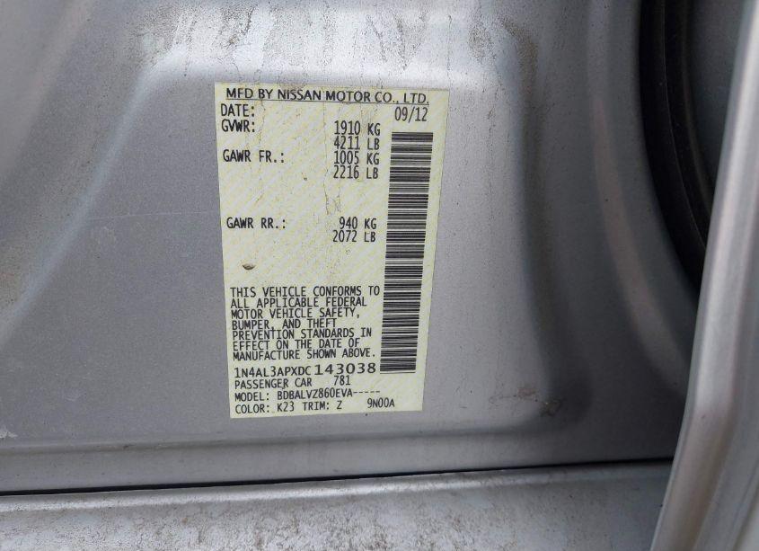 Photo 9 of 2013 Nissan Altima 2.5 SL (VIN 1N4AL3APXDC143038)