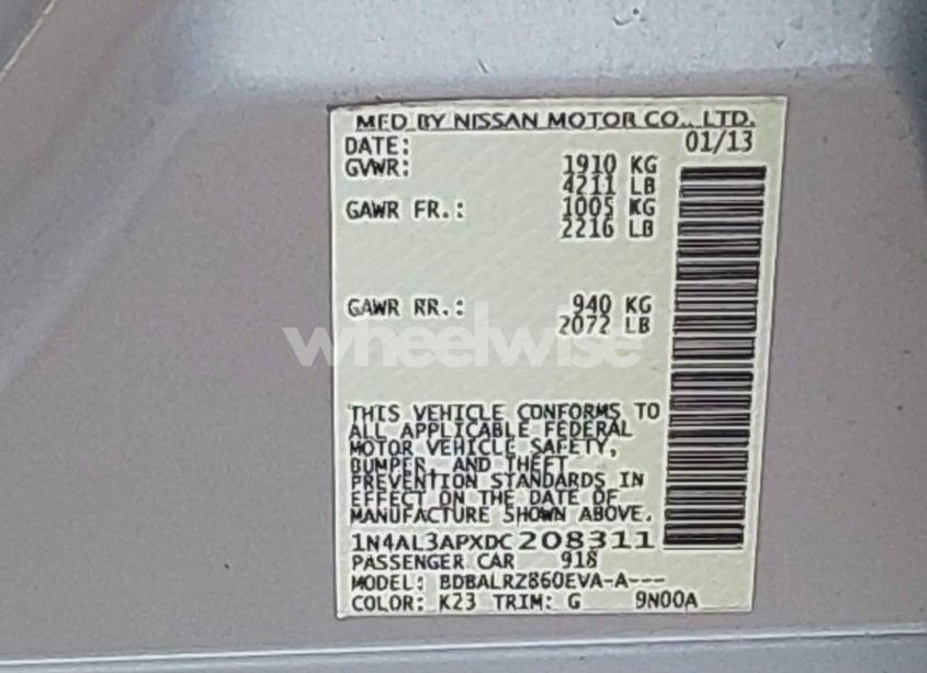 Photo 9 of 2013 Nissan Altima 2.5 S (VIN 1N4AL3APXDC208311)