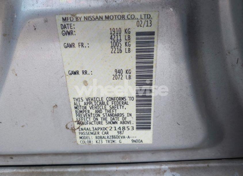 Photo 9 of 2013 Nissan Altima 2.5 S (VIN 1N4AL3APXDC214853)