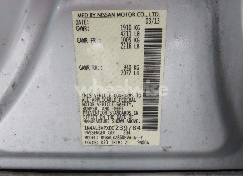 Photo 9 of 2013 Nissan Altima 2.5 SL (VIN 1N4AL3APXDC239784)