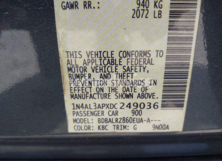 Photo 9 of 2013 Nissan Altima 2.5 S (VIN 1N4AL3APXDC249036)