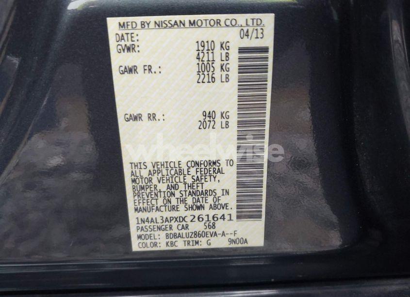 Photo 9 of 2013 Nissan Altima 2.5 SV (VIN 1N4AL3APXDC261641)