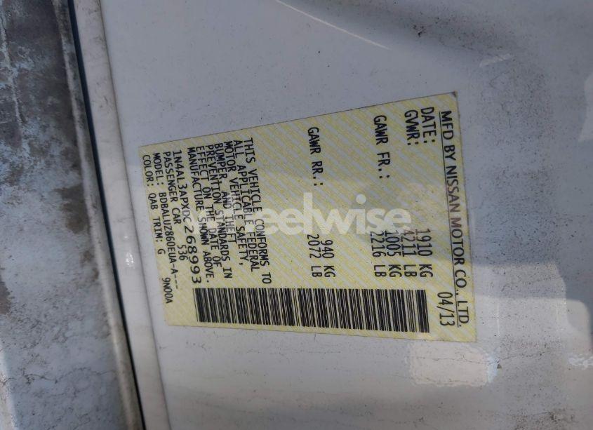 Photo 9 of 2013 Nissan Altima 2.5 SV (VIN 1N4AL3APXDC268993)