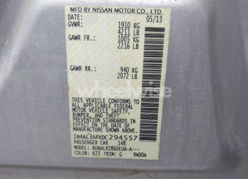 Photo 9 of 2013 Nissan Altima 2.5 S (VIN 1N4AL3APXDC294557)