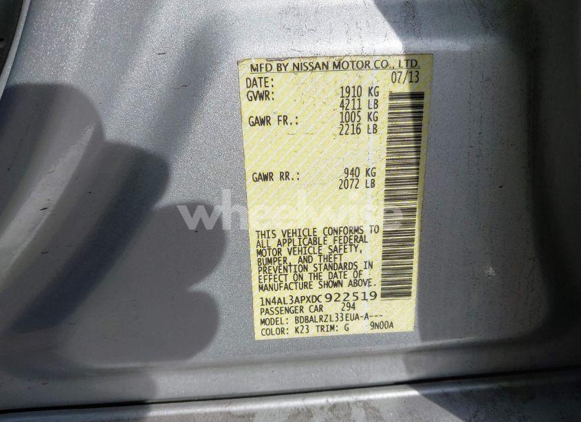 Photo 9 of 2013 Nissan Altima 2.5 S (VIN 1N4AL3APXDC922519)